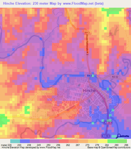 Hinche,Haiti Elevation Map