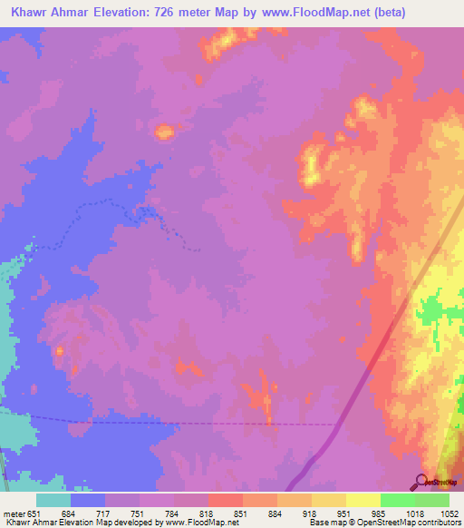 Khawr Ahmar,Sudan Elevation Map