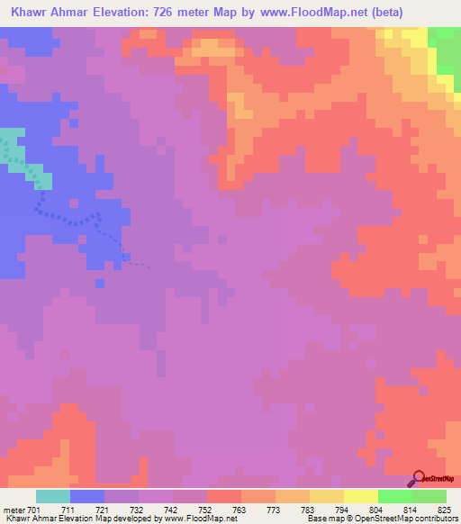 Khawr Ahmar,Sudan Elevation Map