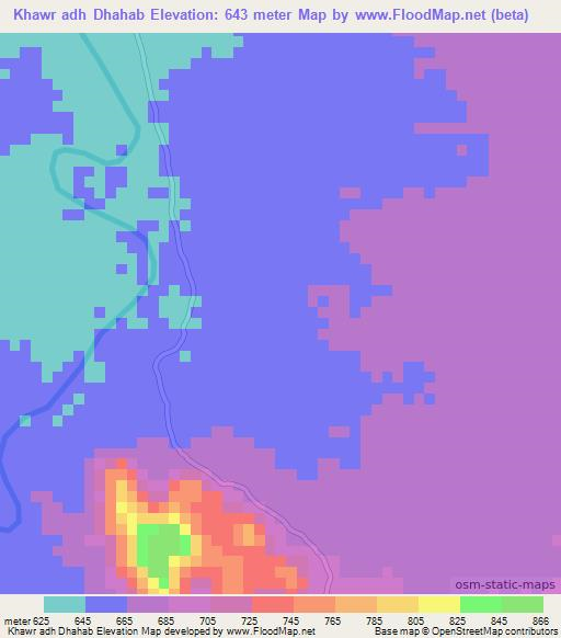 Khawr adh Dhahab,Sudan Elevation Map