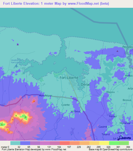 Fort Liberte,Haiti Elevation Map