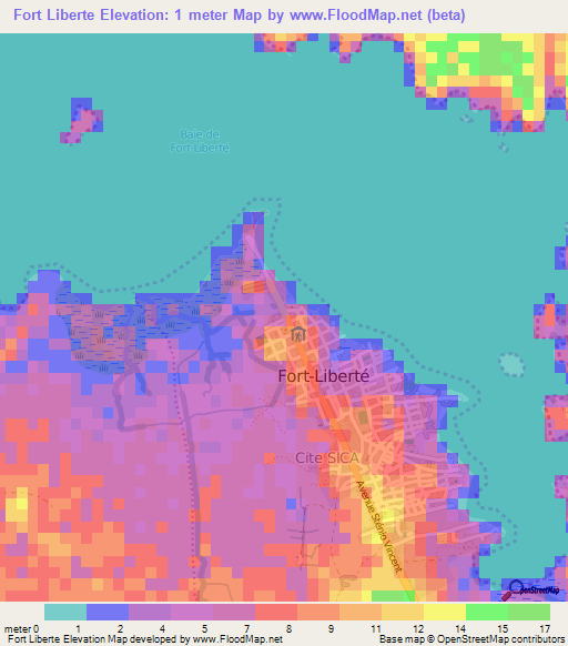 Fort Liberte,Haiti Elevation Map