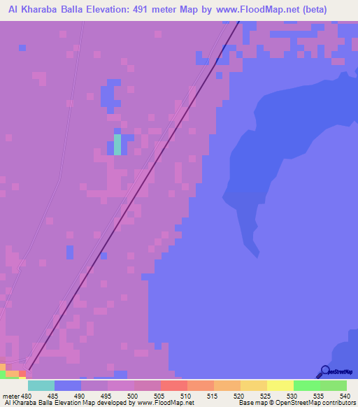 Al Kharaba Balla,Sudan Elevation Map