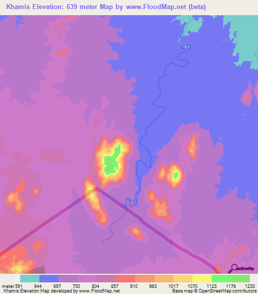 Khamis,Sudan Elevation Map