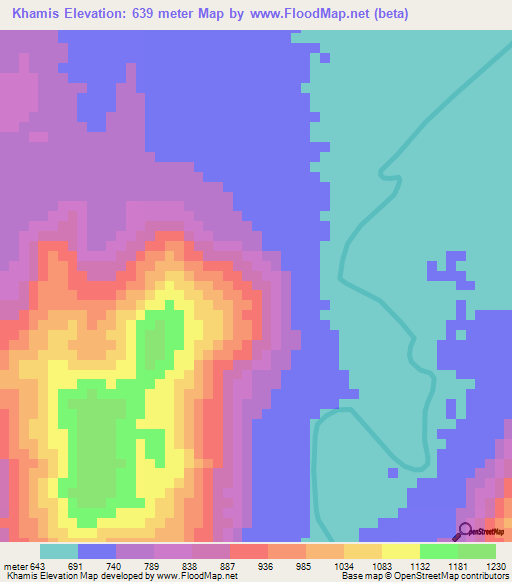 Khamis,Sudan Elevation Map