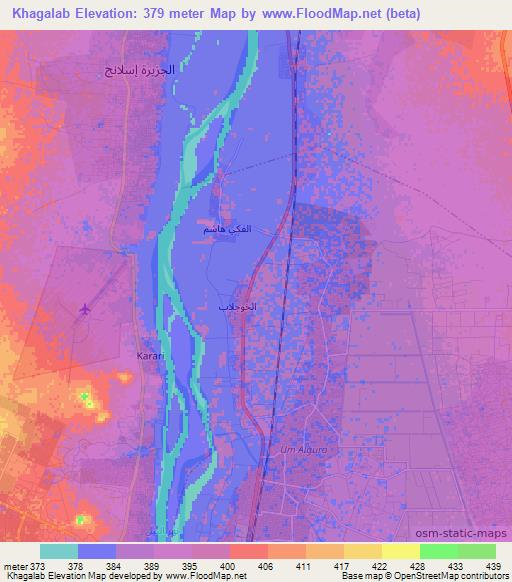 Khagalab,Sudan Elevation Map