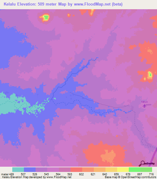 Kelalu,Sudan Elevation Map