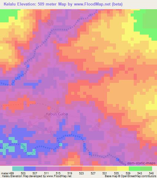 Kelalu,Sudan Elevation Map