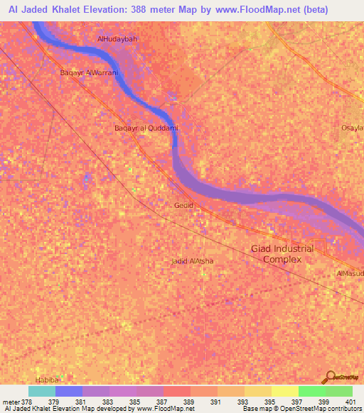 Al Jaded Khalet,Sudan Elevation Map