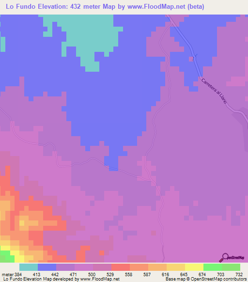 Lo Fundo,Dominican Republic Elevation Map