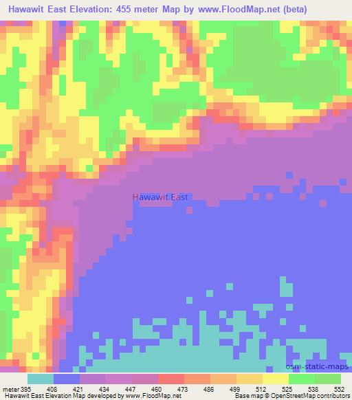 Hawawit East,Sudan Elevation Map