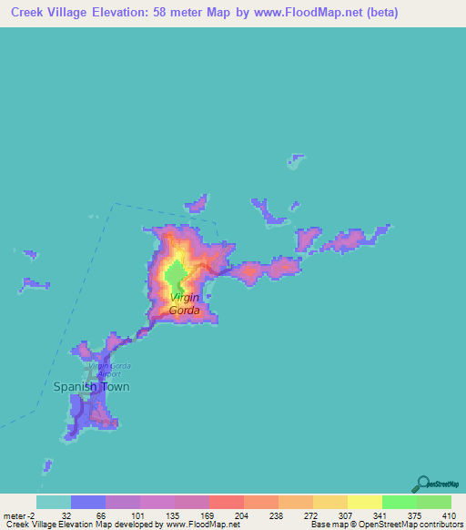 Creek Village,British Virgin Islands Elevation Map