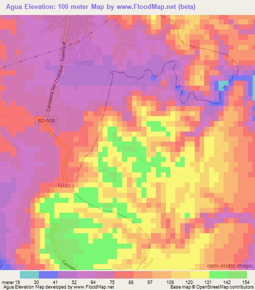 Agua,Dominican Republic Elevation Map