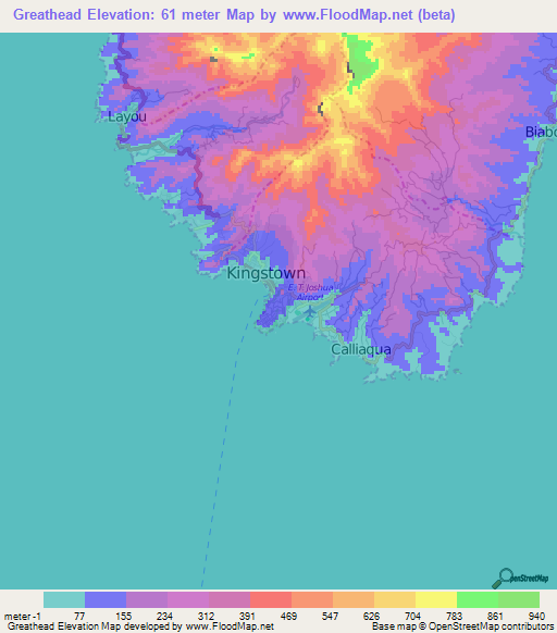 Greathead,Saint Vincent and the Grenadines Elevation Map