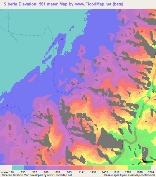 Siberia,Colombia Elevation Map