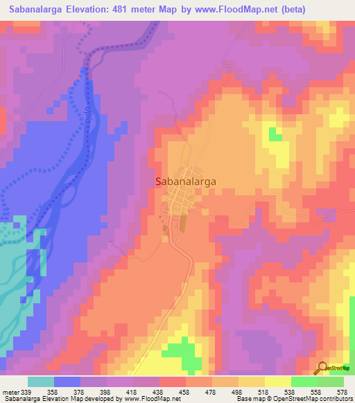 Sabanalarga,Colombia Elevation Map