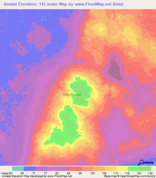 Antalat,Libya Elevation Map