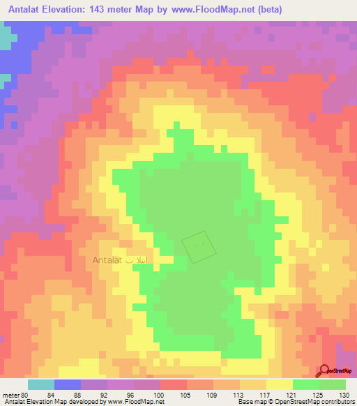 Antalat,Libya Elevation Map