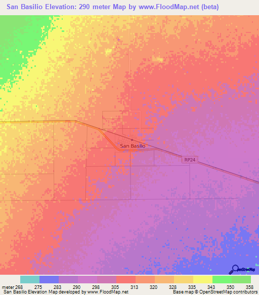 San Basilio,Argentina Elevation Map