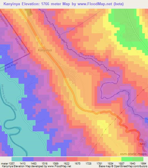 Kanyinya,Rwanda Elevation Map