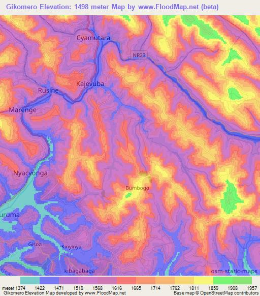 Gikomero,Rwanda Elevation Map