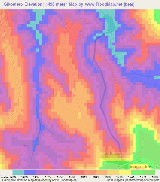 Gikomero,Rwanda Elevation Map