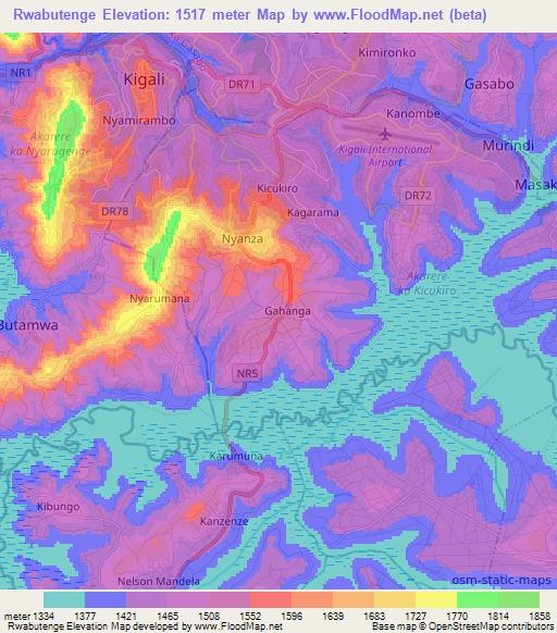 Rwabutenge,Rwanda Elevation Map