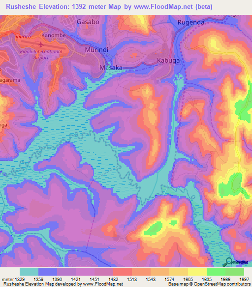 Rusheshe,Rwanda Elevation Map