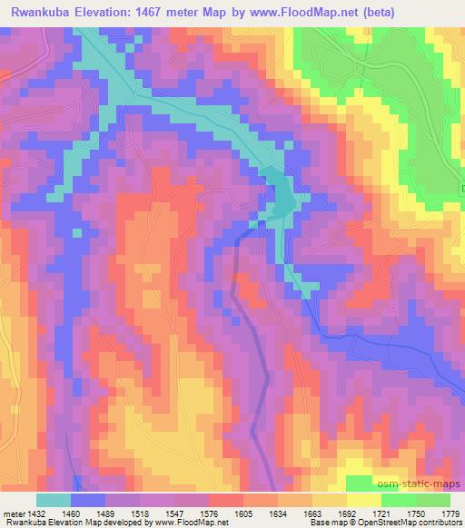 Rwankuba,Rwanda Elevation Map