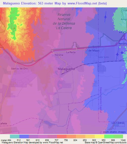 Elevation of Malagueno,Argentina Elevation Map, Topography, Contour