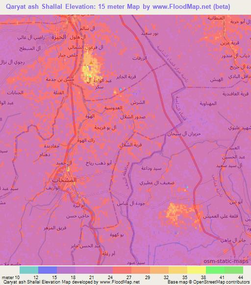 Qaryat ash Shallal,Iraq Elevation Map