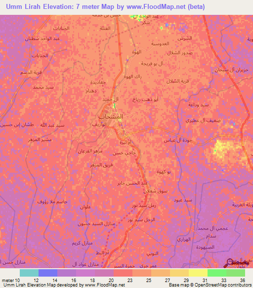 Umm Lirah,Iraq Elevation Map