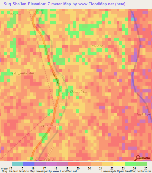 Suq Sha`lan,Iraq Elevation Map