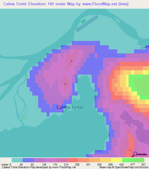 Elevation Of Caleta Tortel,chile Elevation Map, Topography, Contour