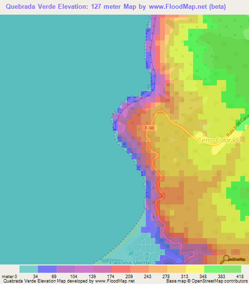 Elevation of Quebrada Verde,Chile Elevation Map, Topography, Contour