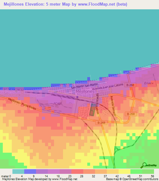 Mejillones,Chile Elevation Map