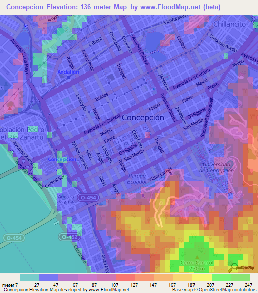 Concepcion,Chile Elevation Map