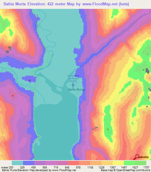 Bahia Murta,Chile Elevation Map