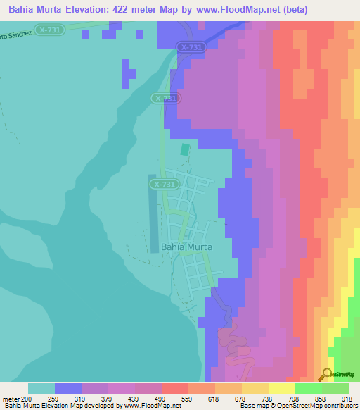 Bahia Murta,Chile Elevation Map