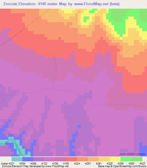 Zorcota,Bolivia Elevation Map