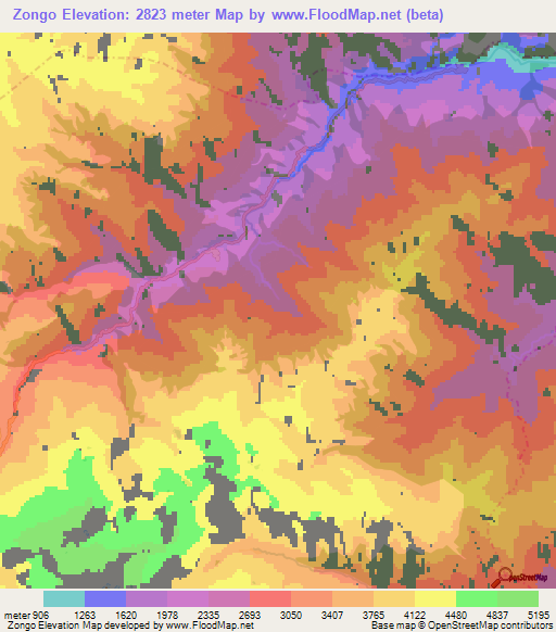 Zongo,Bolivia Elevation Map