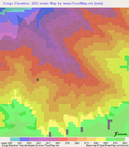 Zongo,Bolivia Elevation Map