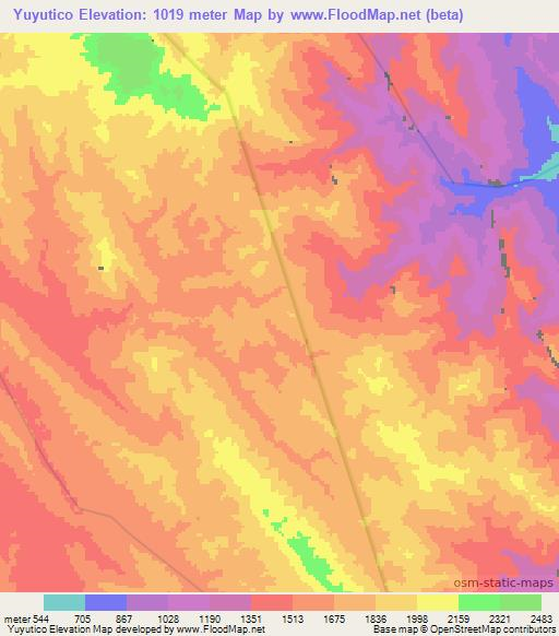 Yuyutico,Bolivia Elevation Map