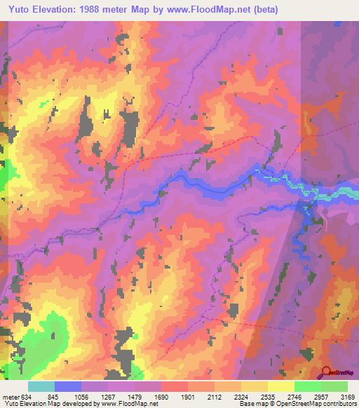 Yuto,Bolivia Elevation Map