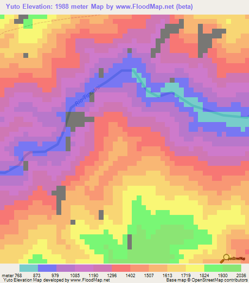 Yuto,Bolivia Elevation Map