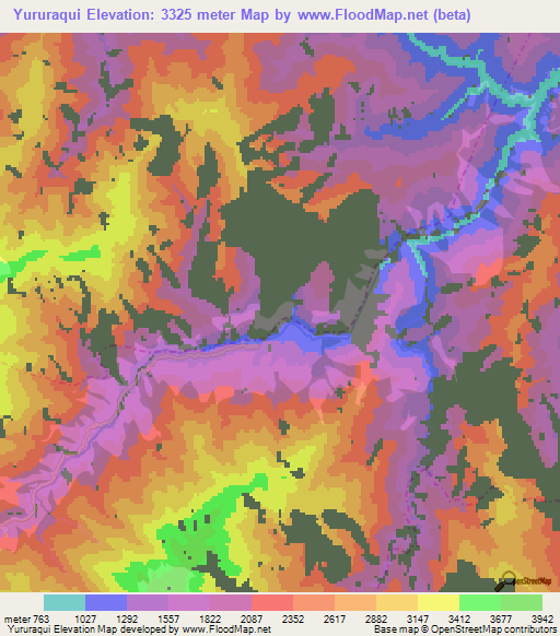 Yururaqui,Bolivia Elevation Map