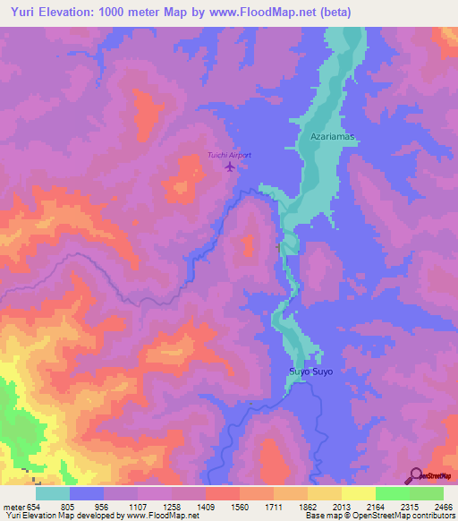 Yuri,Bolivia Elevation Map