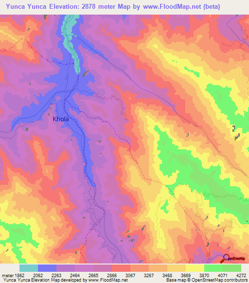 Yunca Yunca,Bolivia Elevation Map