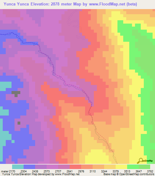 Yunca Yunca,Bolivia Elevation Map