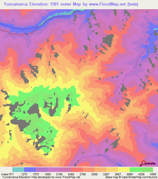 Yuncamarca,Bolivia Elevation Map